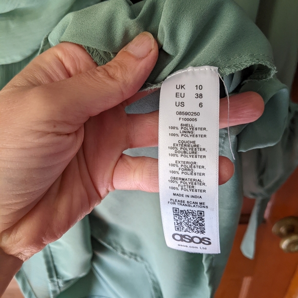 ASOS DESIGN mini dress sage green US 6 UK 10 - Picture 9 of 10